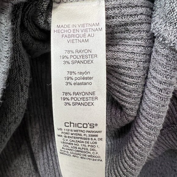 Chico’s Weekend Sweater Womens XL Gray Cowl Neck Soft Cozy Oversized Relaxed - Picture 7 of 10